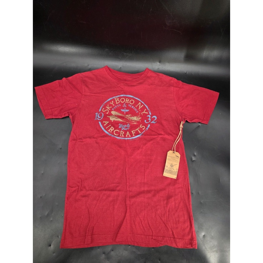 Cockpit USA Shirt Adult Graphic Wings & Props Sky Boro NY Aircraft 1932 Size S